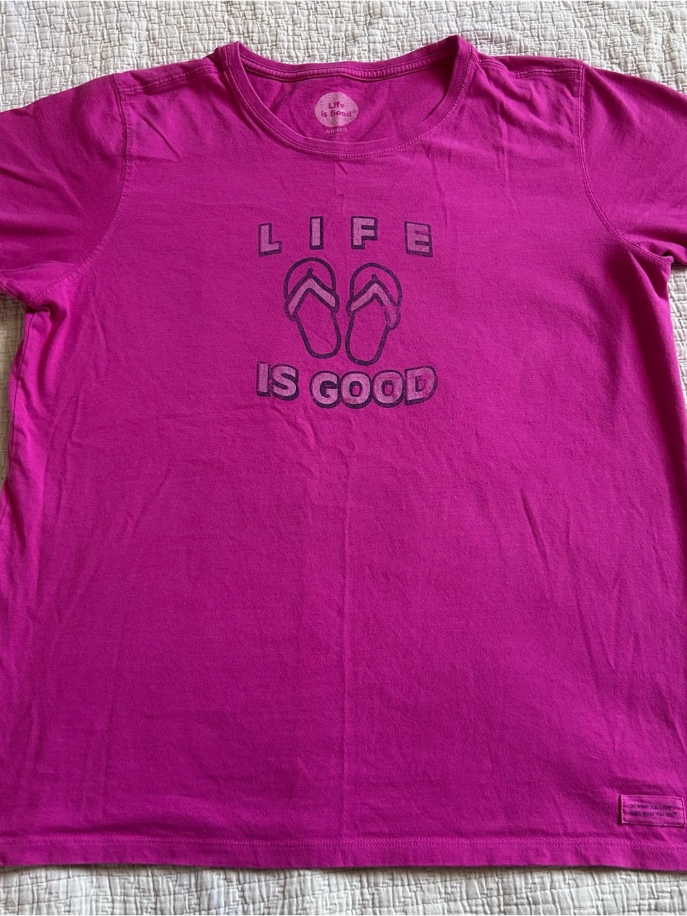 Life Is Good Women’s Pink Short Sleeve Tee Flip-Flop Graphic Size Large